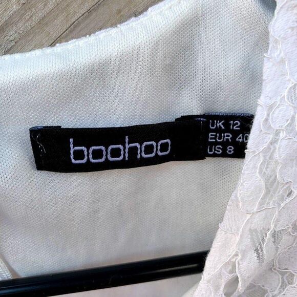 Boohoo dress short sleeve below knee lace size 8 - Picture 6 of 8